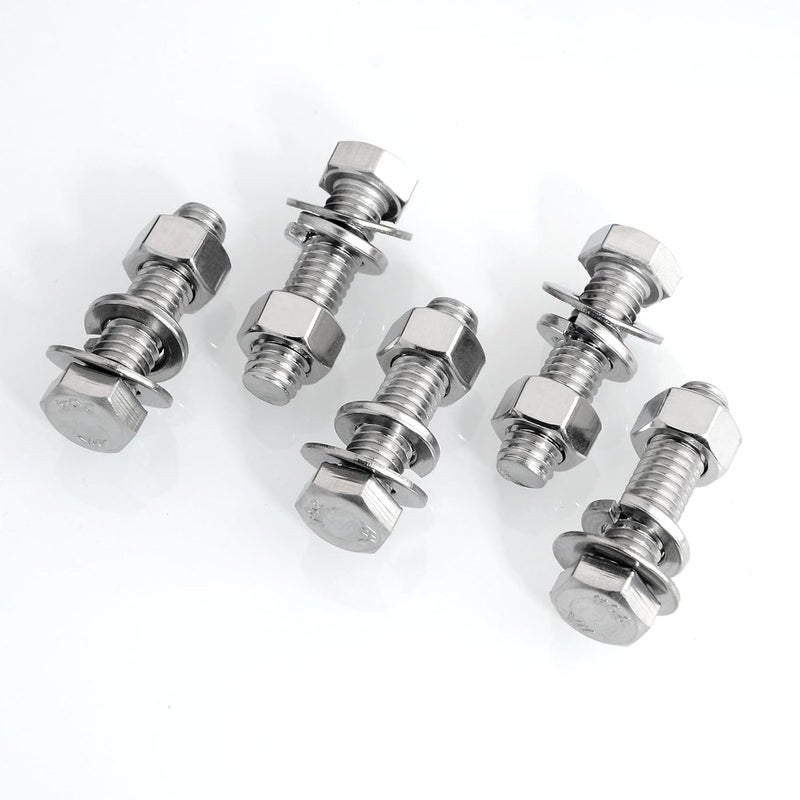 MYWISH (6 Sets) 3/8-16x1-1/2 Hex Head Assorted Screws Nuts and Bolts with Flat & Lock Washers, 304 Stainless Steel 18-8, Fully Threaded, 3/8 Bolt Metric Bolt Assortment - Image 3